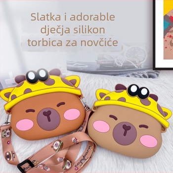 Dječja silikonska crossbody torbica s dizajnom kapibare – vodootporna, izdržljiva, unisex, za predškolsko doba