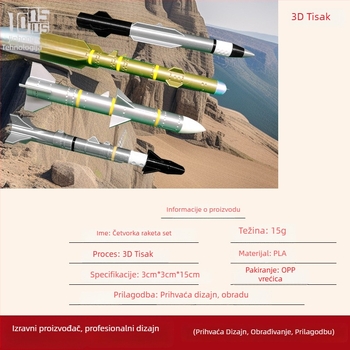Vojni model AIM-120 Hellfire — PLA 3D ispis, moderni umjetnički stil, privjesak, prilagodba dostupna