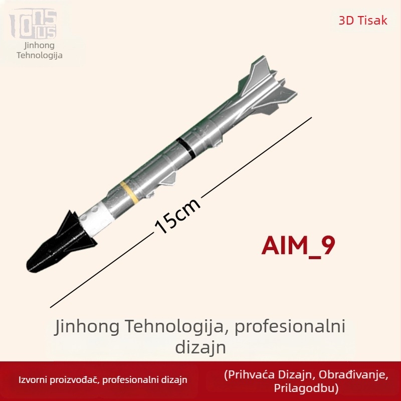 Vojni model AIM-120 Hellfire — PLA 3D ispis, moderni umjetnički stil, privjesak, prilagodba dostupna