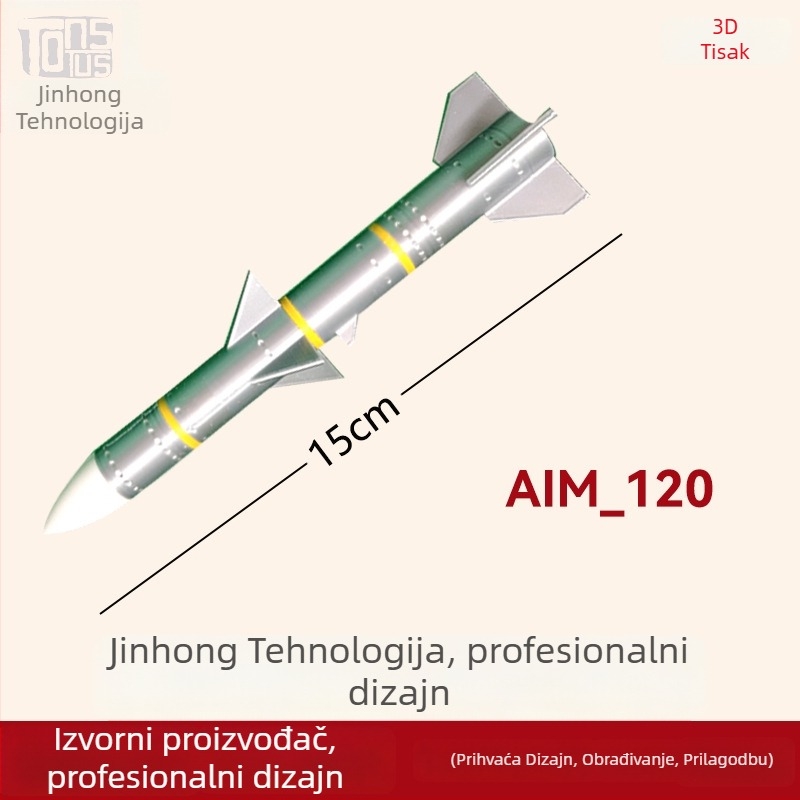Vojni model AIM-120 Hellfire — PLA 3D ispis, moderni umjetnički stil, privjesak, prilagodba dostupna