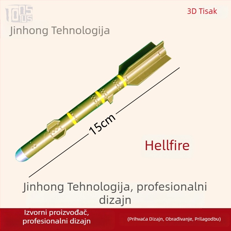 Vojni model AIM-120 Hellfire — PLA 3D ispis, moderni umjetnički stil, privjesak, prilagodba dostupna