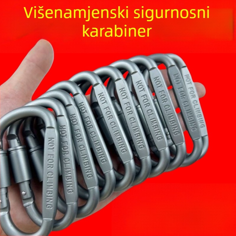 D-tip karabiner od nehrđajućeg čelika za vanjsku sigurnost, kampiranje i penjanje, brzi hvataljka