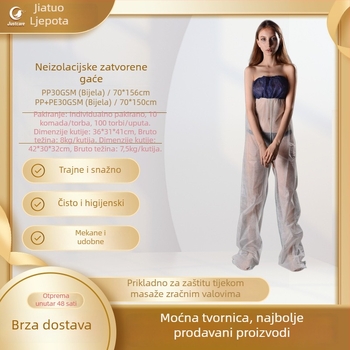 Justcare jednokratne netkane hlače, PP/PE netkane tkanine, 30gsm, vodootporne i otporne na ulje, zaštita za masažu zračnim valovima, individualno pakirane