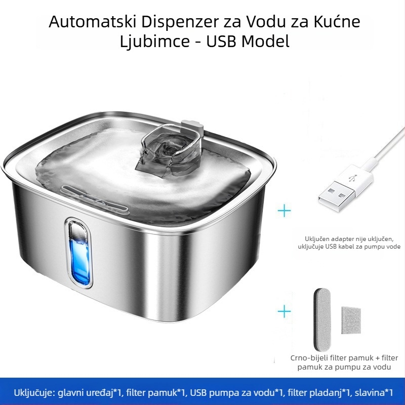 Dispenzer za vodu za kućne ljubimce od nehrđajućeg čelika, za pse i mačke, odvojiv, kapacitet 9 L, model WF530