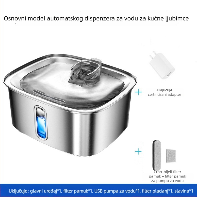 Dispenzer za vodu za kućne ljubimce od nehrđajućeg čelika, za pse i mačke, odvojiv, kapacitet 9 L, model WF530