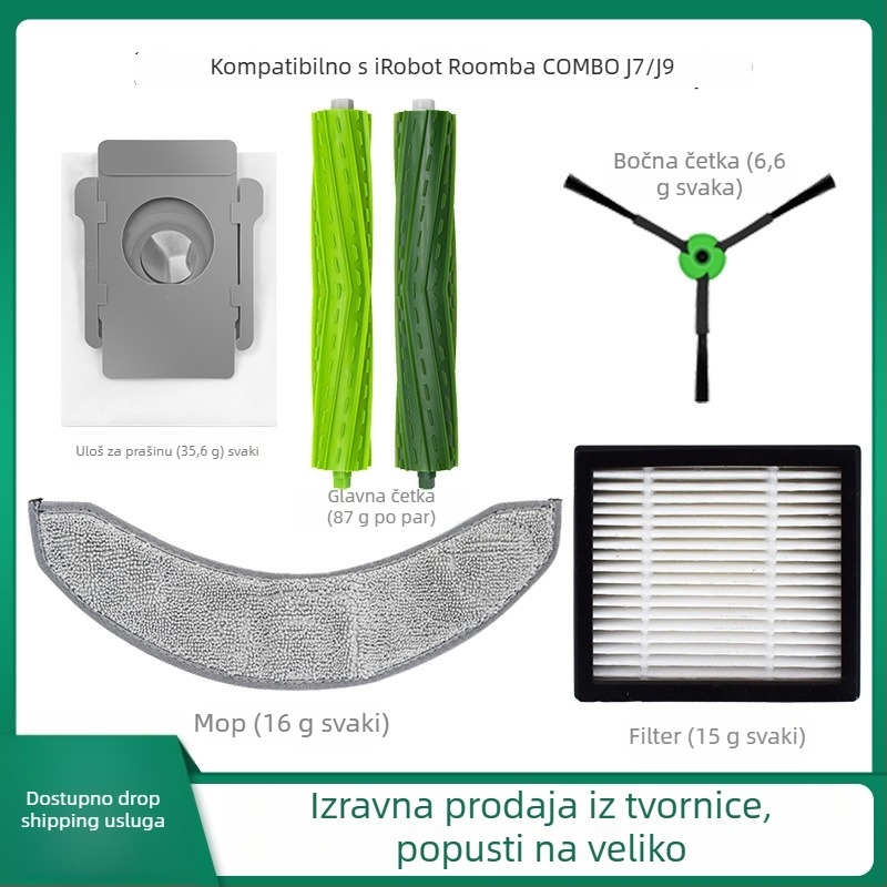 Set bočnih četkica za iRobot Combo J7/J7+/J9+/10MAX (kućna upotreba, automatsko upravljanje, kompatibilno sa J7/J7+/J9+/10MAX, pokriće 51–100 m²)