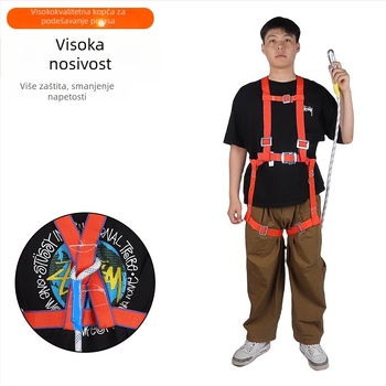 Petostupan sigurnosni pojas za rad na visini, polipropilenski pojas i uže, duljina užeta 2,3 m, dvostruki karabineri