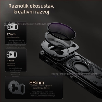 Tilta proširenje nosača objektiva za kućište mobitela — kompatibilno s iPhone 17 Pro / Pro Max; univerzalni model; nosivost do 2 kg