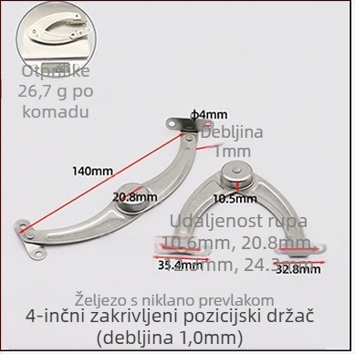 Šipka za vrata ormarića, 6 inča, sklopni spoj s držačem za poziciju