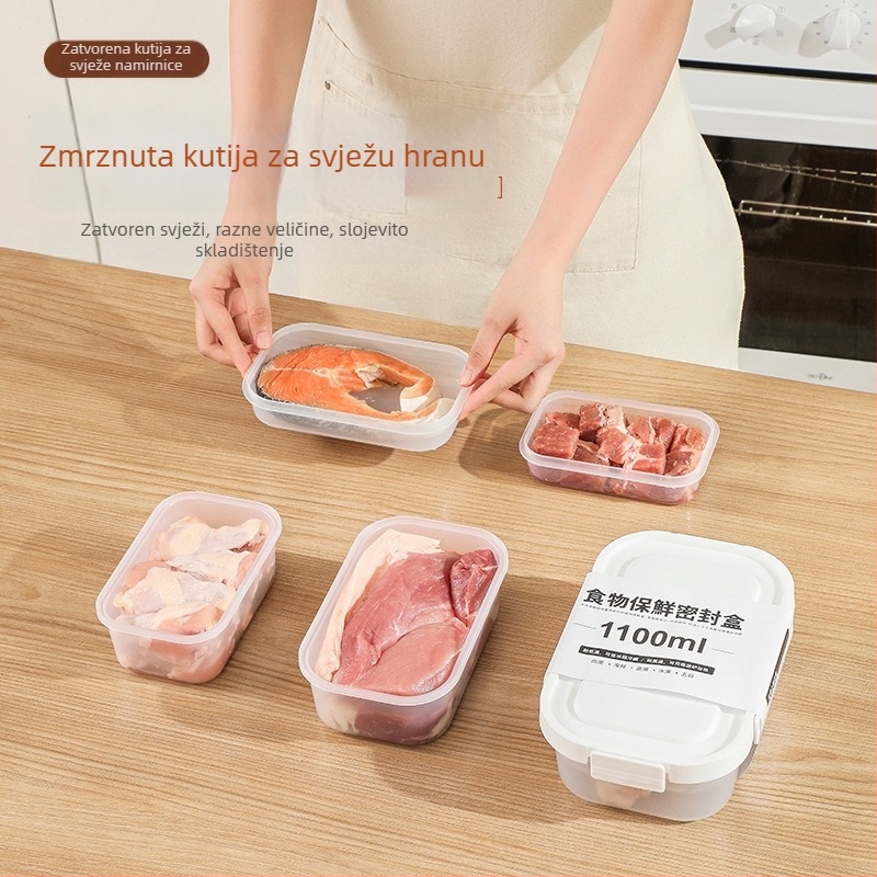 Kutija za skladištenje u hladnjaku u japanskom stilu s poklopcem, od plastike za hranu, zatvorena kutija za povrće i voće