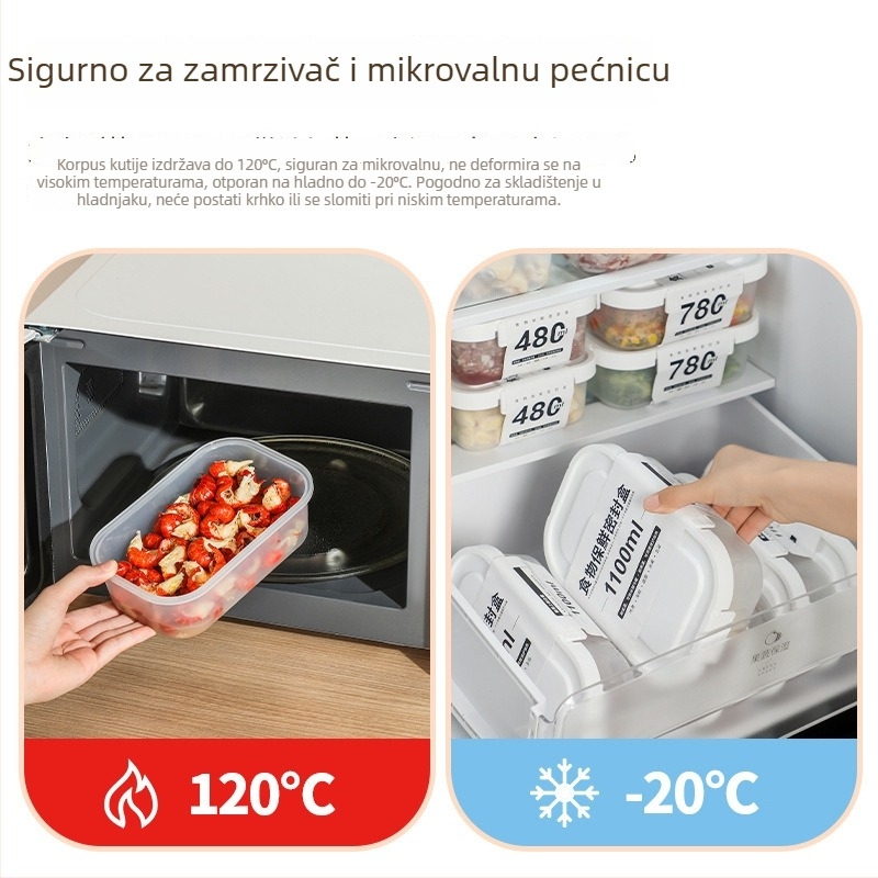 Kutija za skladištenje u hladnjaku u japanskom stilu s poklopcem, od plastike za hranu, zatvorena kutija za povrće i voće