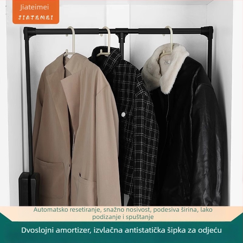 Izvlačna šipka za odjeću za garderobu, ABS + aluminijska legura; Nanqi branda; Model: izvlačna šipka za odjeću; Namjena: garderoba; Stil: lagani luksuz
