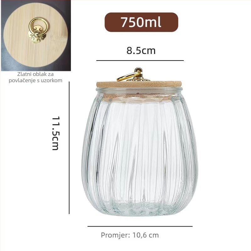 Staklena posuda za čaj s poklopcem - prozirna, otporna na toplinu, okrugla, kapacitet 301-500 ml