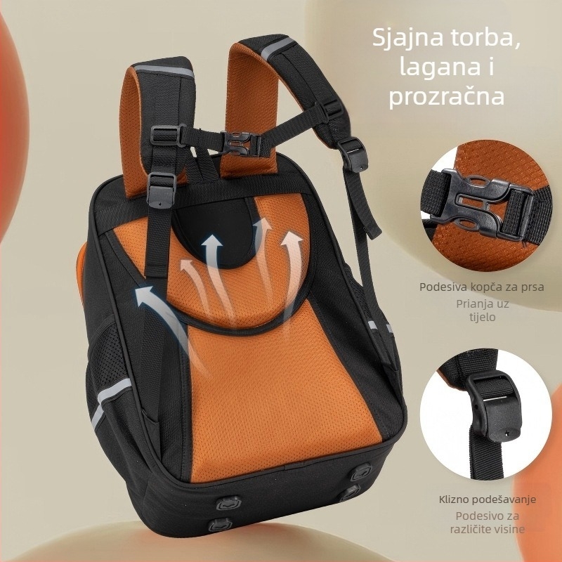 Lagani, velikokapacitetni školski ruksak za učenike od 1. do 6. razreda, zaštita kralježnice, prozračan poliester, za dječake i djevojčice
