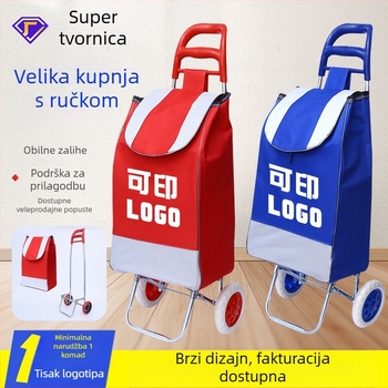 Sklopiva prijenosna dvotorna kolica za kupovinu s željeznim okvirom, nosivost 30 kg