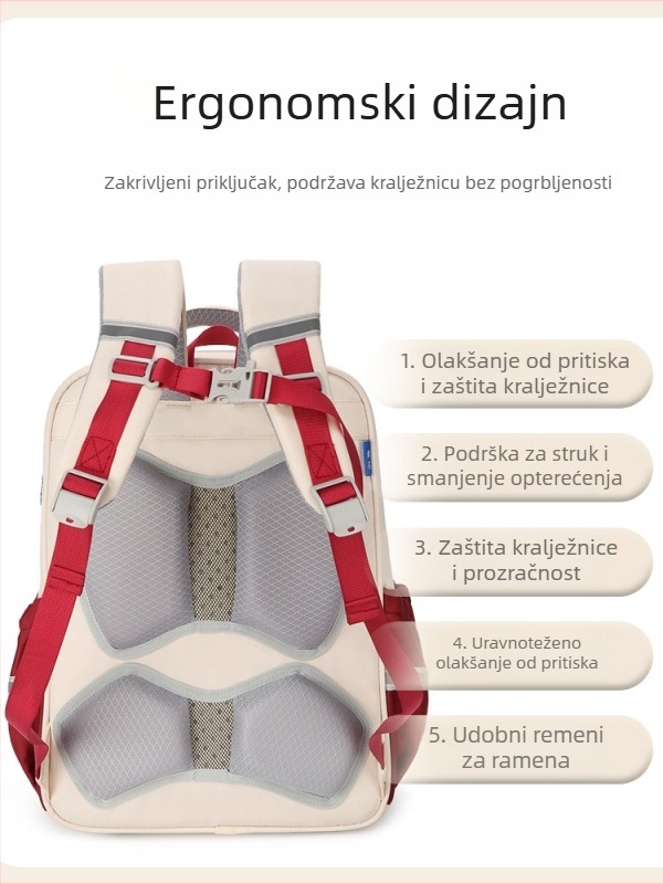 Unisex školski ranac – lagan, smanjuje opterećenje, velik kapacitet, vodootporan, naramenice s zračnim jastukom