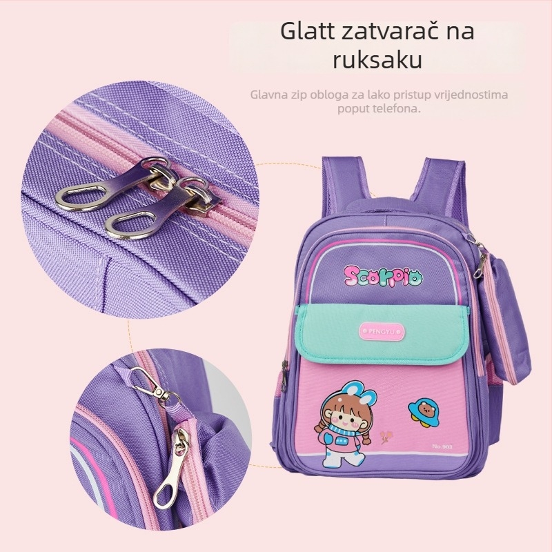 Dječji školski ruksak s motivom likova, vodootporan, ultra lagan, velik kapacitet, od Oxford platna, za 1. i 2. razred