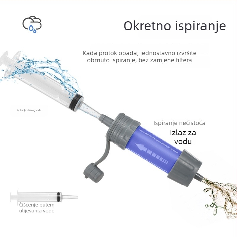 Vanjska slamka za filtriranje vode s membranom ultrafiltracije, kapaciteta 5000 L, model K8625, podrijetlo Zhejiang, prenosni alat za preživljavanje