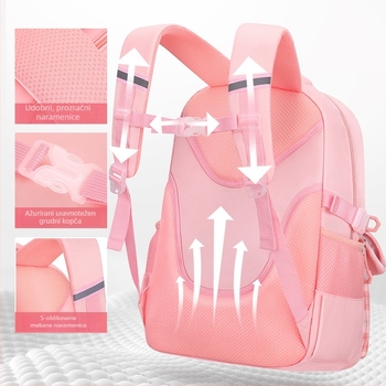 Dječji školski ruksak od Oxford materijala, vodootporan, prozračan, ergonomska stražnja ploča, model BC1001-1, geometrijski uzorak