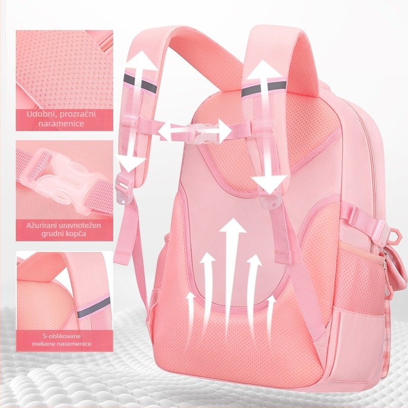 Dječji školski ruksak od Oxford materijala, vodootporan, prozračan, ergonomska stražnja ploča, model BC1001-1, geometrijski uzorak