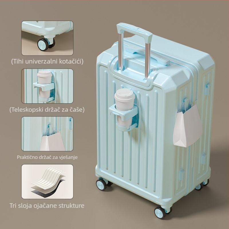 Studentski višenamjenski kovčeg sa zatvaračem, karbonsko tijelo, proširivo odjeljak, univerzalni kotačići, lokot