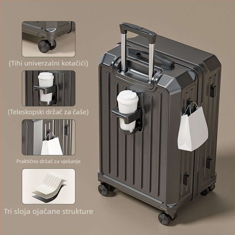 Studentski višenamjenski kovčeg sa zatvaračem, karbonsko tijelo, proširivo odjeljak, univerzalni kotačići, lokot