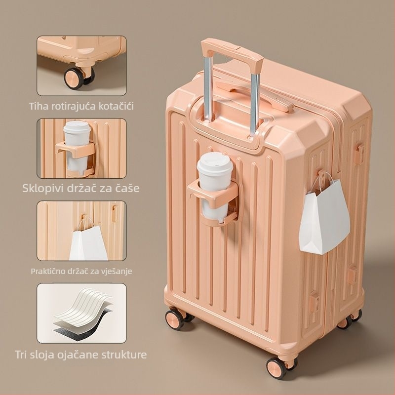 Studentski višenamjenski kovčeg sa zatvaračem, karbonsko tijelo, proširivo odjeljak, univerzalni kotačići, lokot