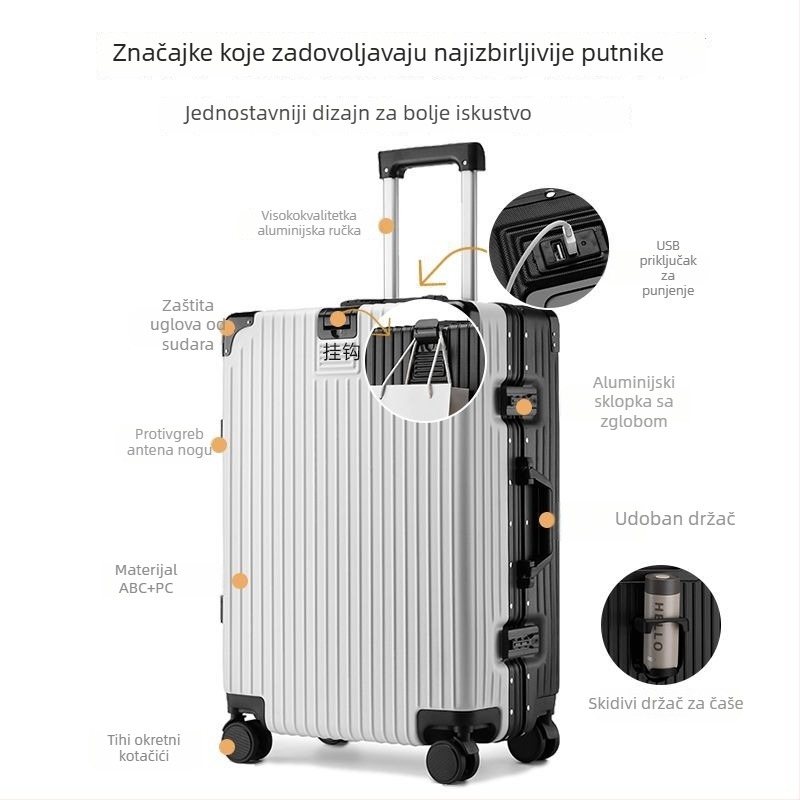 Putni kofer s karbonskom ovojninom, univerzalni kotačići, otvaranje na zip, ABS+PC podstava, standardno kombinacijsko zaključavanje