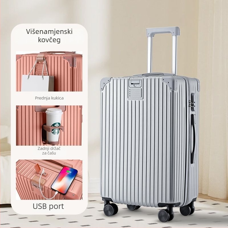 Putni kofer s karbonskom ovojninom, univerzalni kotačići, otvaranje na zip, ABS+PC podstava, standardno kombinacijsko zaključavanje