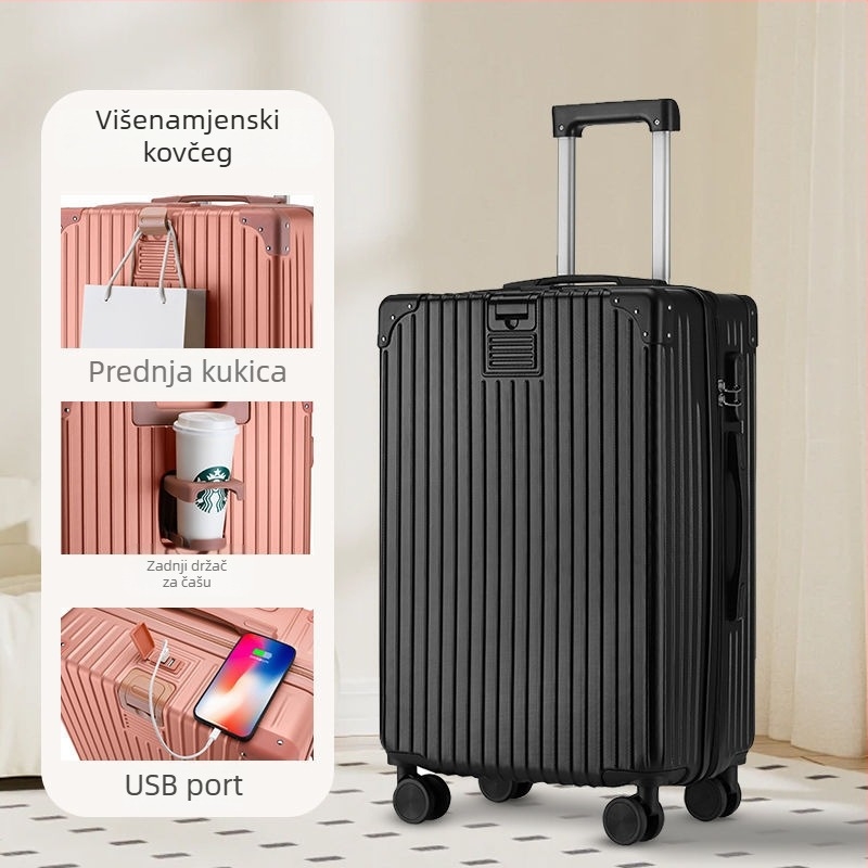 Putni kofer s karbonskom ovojninom, univerzalni kotačići, otvaranje na zip, ABS+PC podstava, standardno kombinacijsko zaključavanje