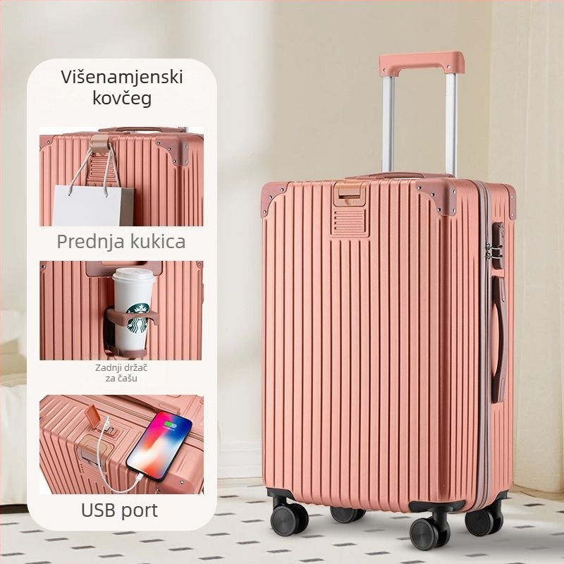 Putni kofer s karbonskom ovojninom, univerzalni kotačići, otvaranje na zip, ABS+PC podstava, standardno kombinacijsko zaključavanje