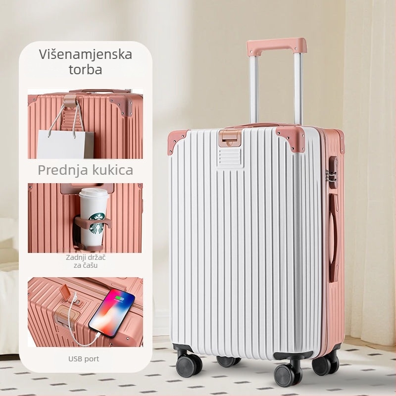 Putni kofer s karbonskom ovojninom, univerzalni kotačići, otvaranje na zip, ABS+PC podstava, standardno kombinacijsko zaključavanje