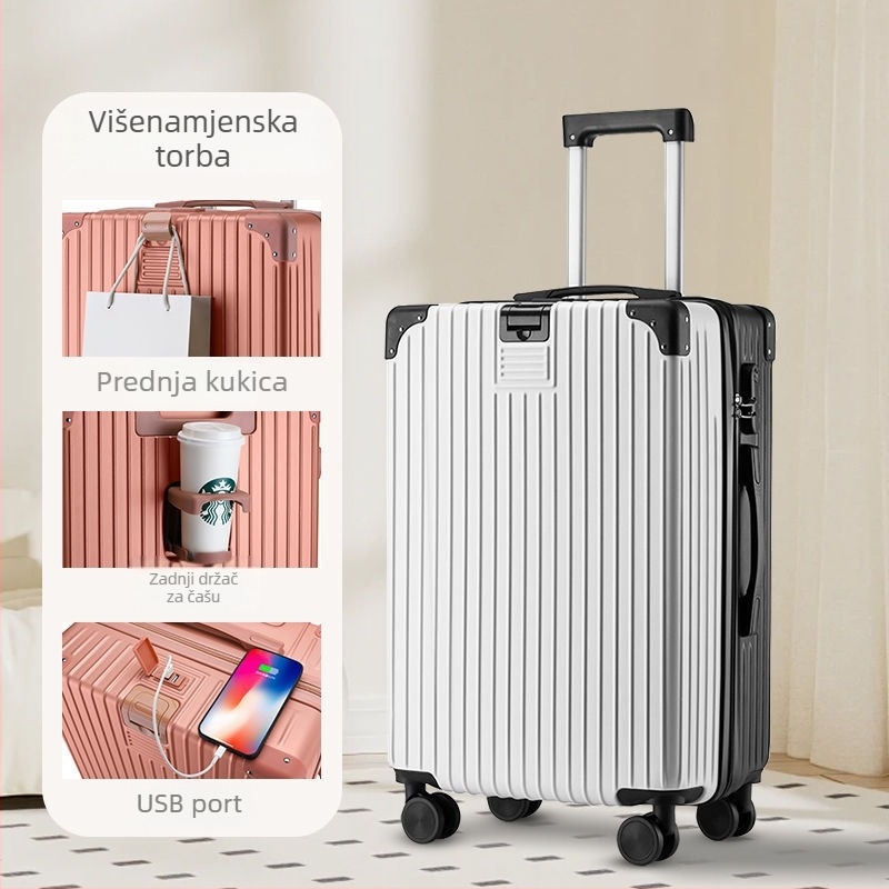 Putni kofer s karbonskom ovojninom, univerzalni kotačići, otvaranje na zip, ABS+PC podstava, standardno kombinacijsko zaključavanje