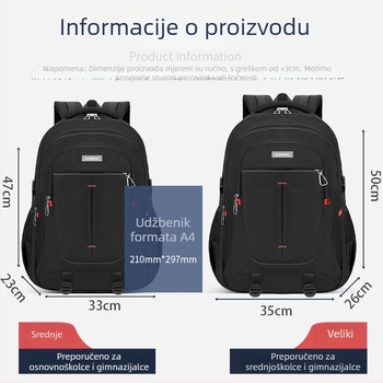 Najlon ruksak za učenike, dječji i sladak stil, zakrivljene naramenice, najlonska podstava, jednofarban dizajn