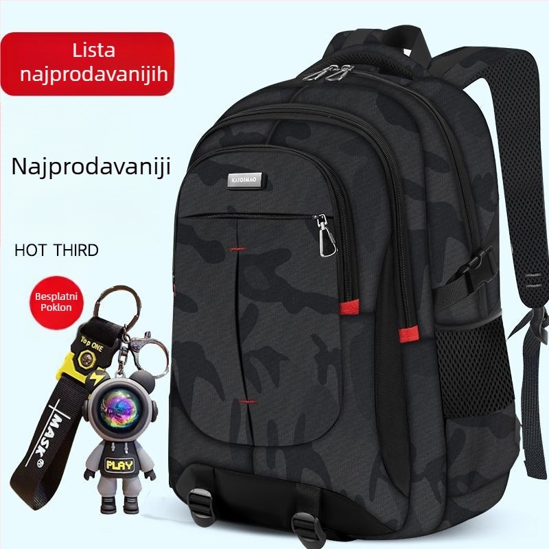 Najlon ruksak za učenike, dječji i sladak stil, zakrivljene naramenice, najlonska podstava, jednofarban dizajn