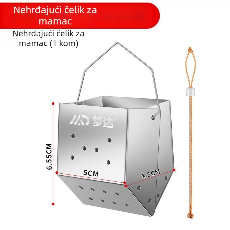 Mengda nehrđajući čelični uređaj za hranjenje za divlji ribolov, dizajn prevrnutog kante, fiksni punkt za ručnu štap, izbacivanje mamca na dno