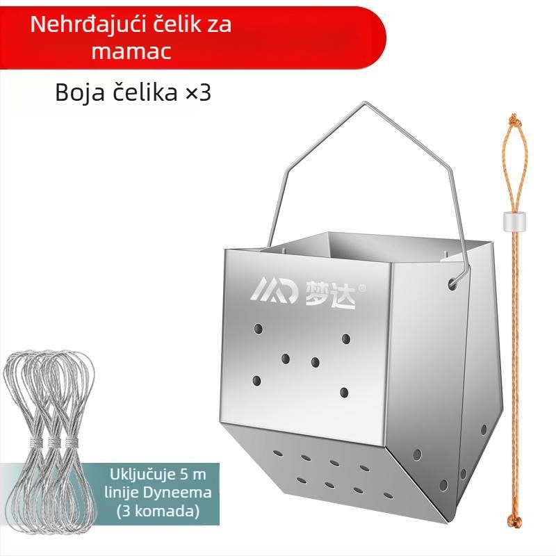 Mengda nehrđajući čelični uređaj za hranjenje za divlji ribolov, dizajn prevrnutog kante, fiksni punkt za ručnu štap, izbacivanje mamca na dno