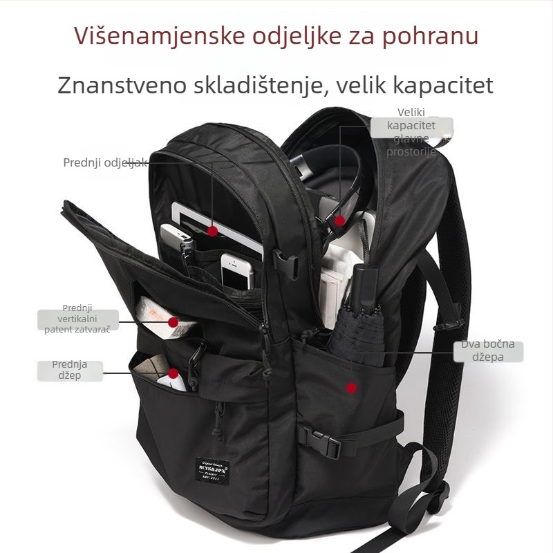 Ruksak u korejskom stilu, unisex, 20–35L, vodootporan, poliester, pogodan za 16-inčni laptop, naramenice s jastučićem zraka