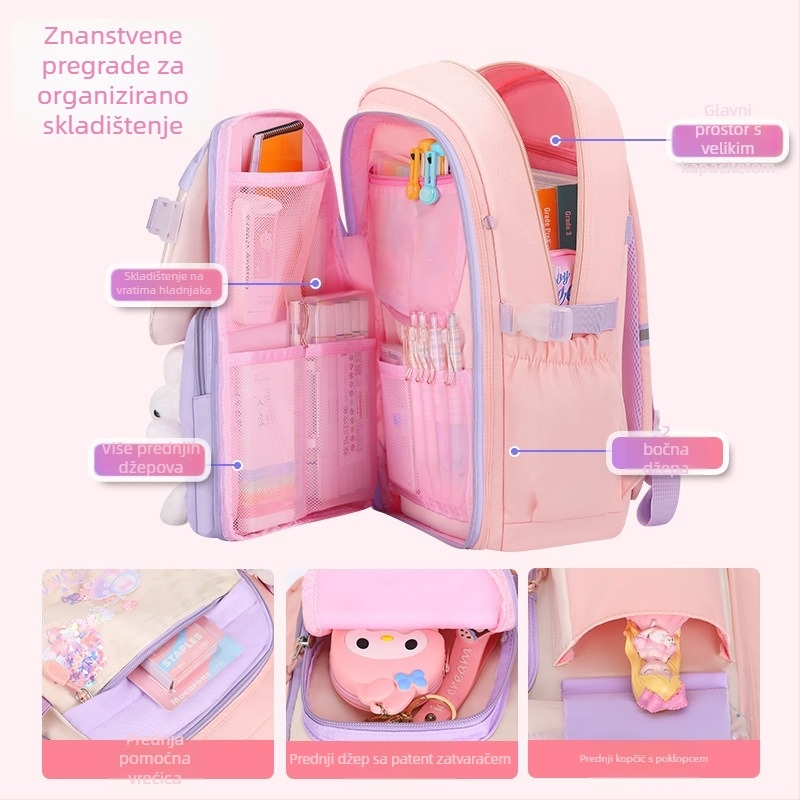 Dječja školska torba s zaštitom kralježnice, lagana i prozračna, Oxford materijal, vodootporna, proširivi kapacitet, za učenike 1. i 2. razreda