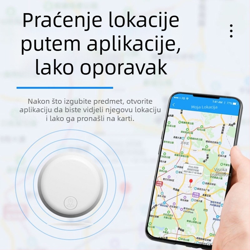 Bluetooth uređaj za anti-gubitak AK-28C s GPS pozicioniranjem 15 m, mobilna alarma, trajanje baterije 1 godinu, podrška Google Maps