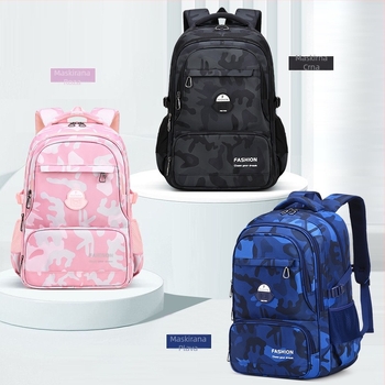 Školski ruksak, Oxford tkanina, prozračan i vodootporan, ultra lagan, otporan na habanje, funkcija smanjenja težine, zakrivljene naramenice, podstava od najlona, za 1.–9. razred