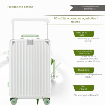 Putni kovčeg s aluminijskim okvirom i širokom ručkom, TSA kombinirano zaključavanje, univerzalni kotači, podstava od poliestera