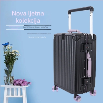 Putni kovčeg s aluminijskim okvirom i širokom ručkom, TSA kombinirano zaključavanje, univerzalni kotači, podstava od poliestera
