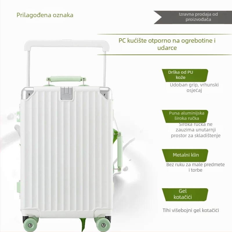 Putni kovčeg s aluminijskim okvirom i širokom ručkom, TSA kombinirano zaključavanje, univerzalni kotači, podstava od poliestera