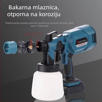 Prijenosni električni pištolj za raspršivanje s litijskom baterijom – odvojiva visokotlačna raspršivač za latex boju, pogodna za unutarnje prostore, krov, vanjske zidove, vozila i drvo; napon 21–220V