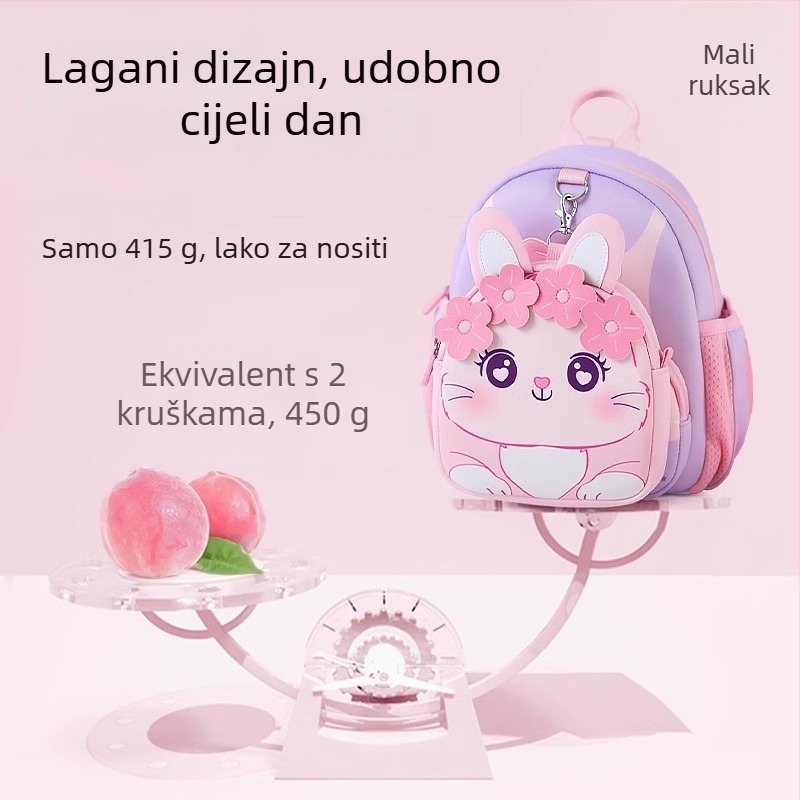 Unisex dječji ruksak od pamuka i lana, antibakterijski, s životinjskim uzorkom, za vrtić i školu