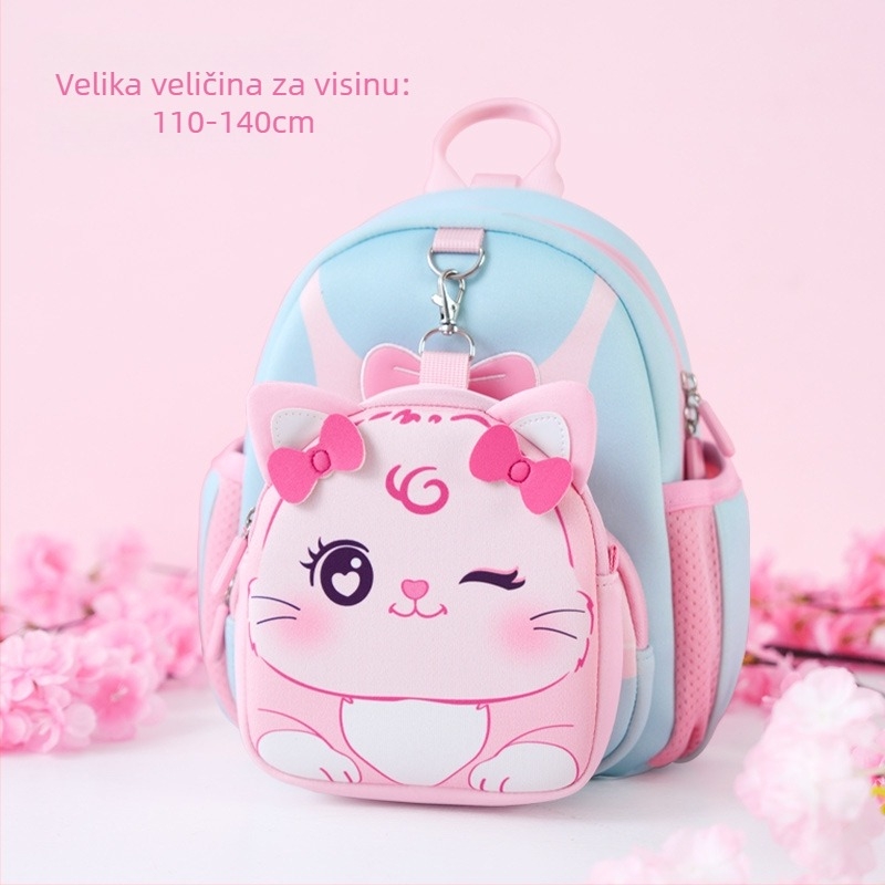 Unisex dječji ruksak od pamuka i lana, antibakterijski, s životinjskim uzorkom, za vrtić i školu