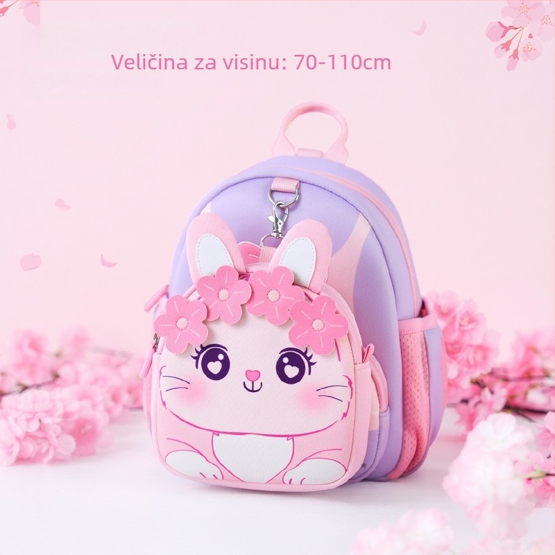 Unisex dječji ruksak od pamuka i lana, antibakterijski, s životinjskim uzorkom, za vrtić i školu