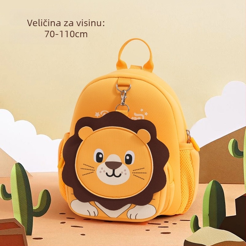 Unisex dječji ruksak od pamuka i lana, antibakterijski, s životinjskim uzorkom, za vrtić i školu