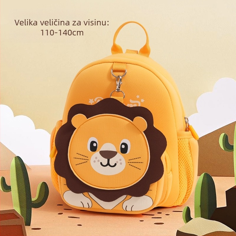 Unisex dječji ruksak od pamuka i lana, antibakterijski, s životinjskim uzorkom, za vrtić i školu